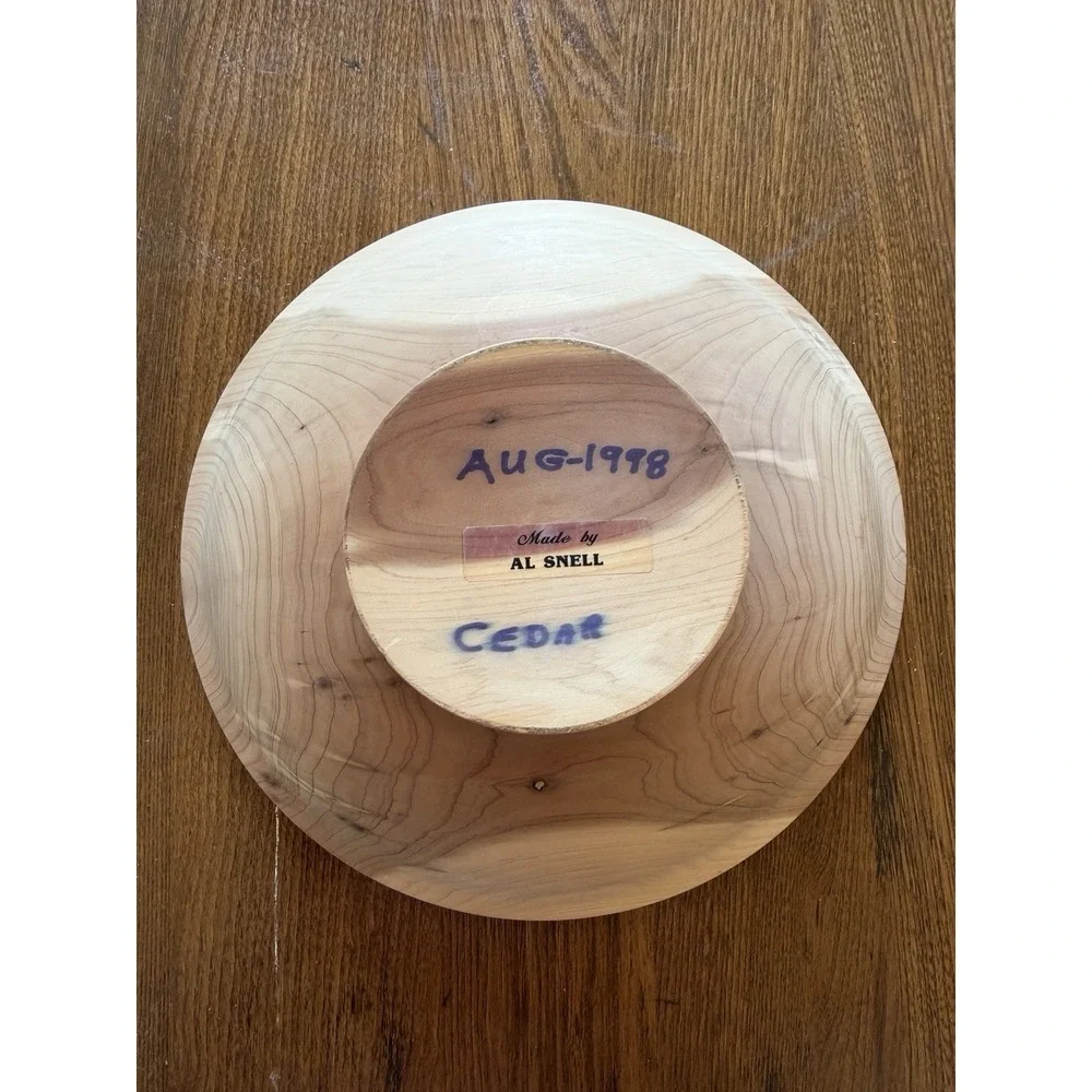 Vintage 1998  Hand-Turned Cedar Wood Bowl by Al Snell - 9